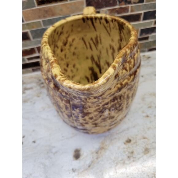 Vintage Pitcher Beer Barrel, Spongeware Brown, Morton Potteries? - Picture 4 of 6